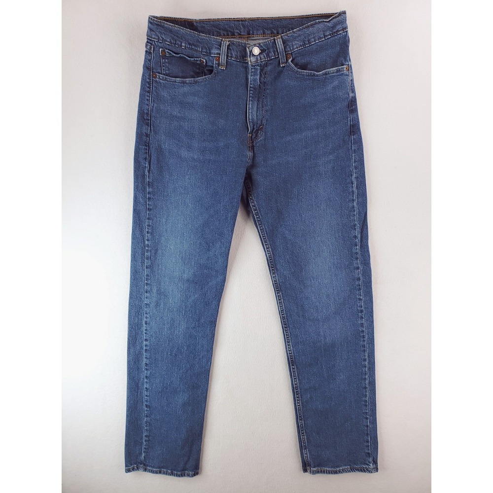 Levis 505 Jeans Mens 36x34 Blue Regular Straight Stretch Denim Pants Medium Wash